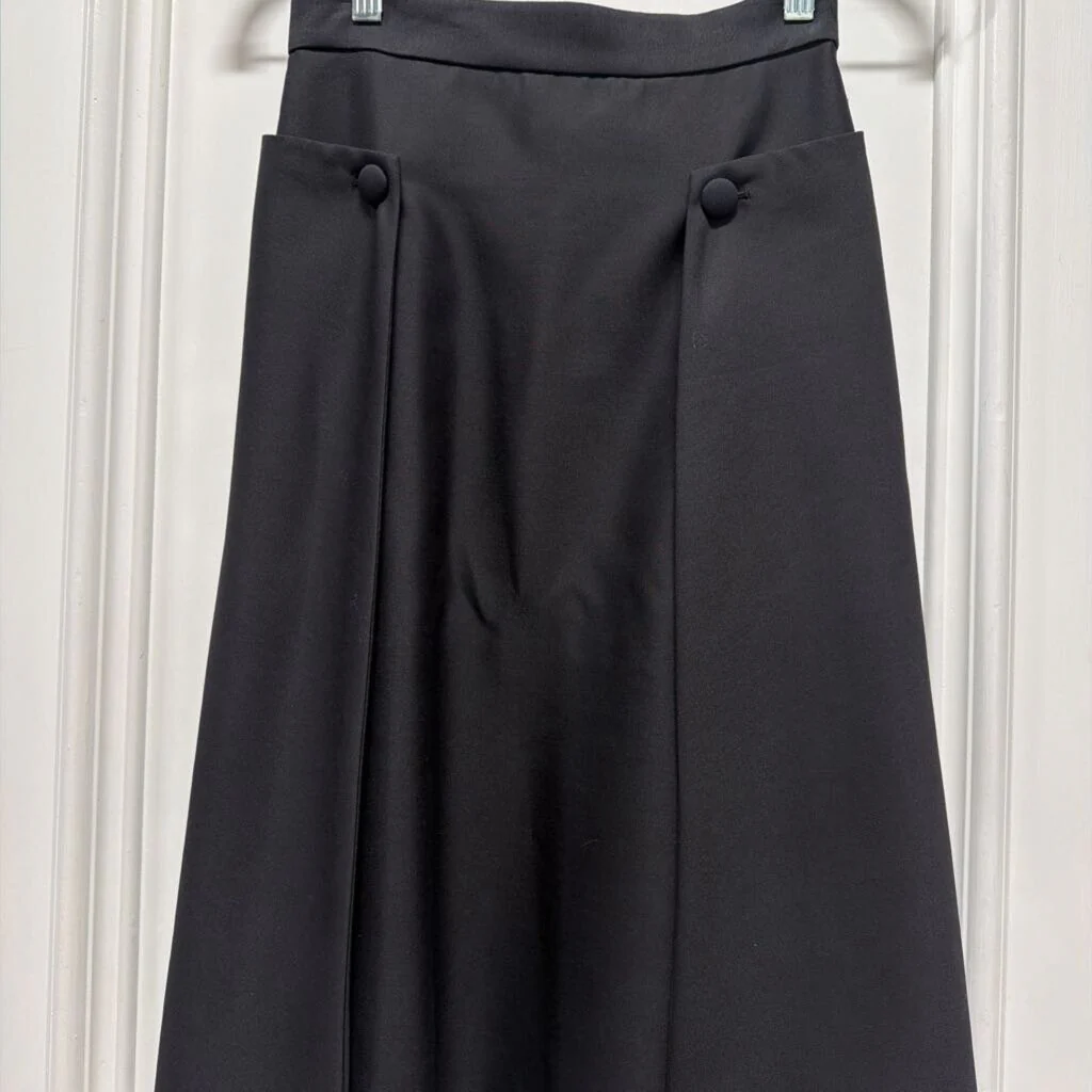 Black Wool Midi Skirt