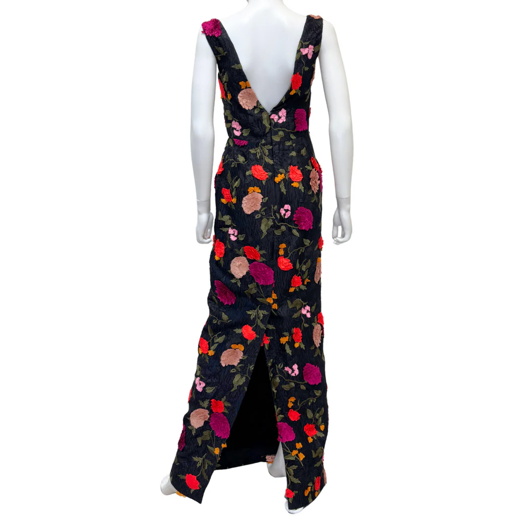 Erdem Black Floral Applique Maxi Dress, 4 - Image 4