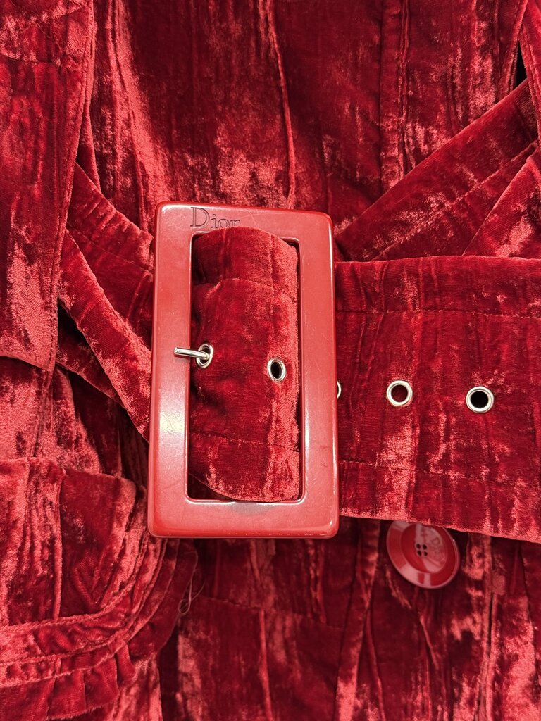F/W2005 Runway RARE Silk Blend Crinkled Velvet Belted Coat - Image 5
