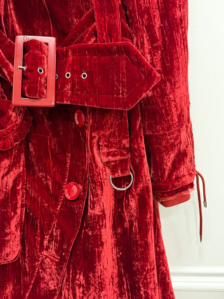 F/W2005 Runway RARE Silk Blend Crinkled Velvet Belted Coat - Image 8