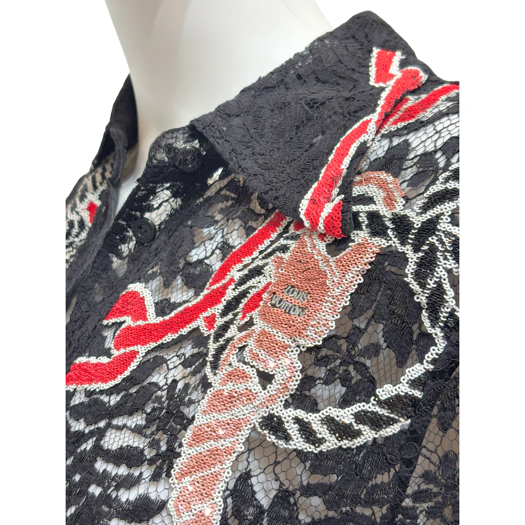 Louis Vuitton Black Lace Button Down Maxi Dress, 36 (NWT) - Image 2