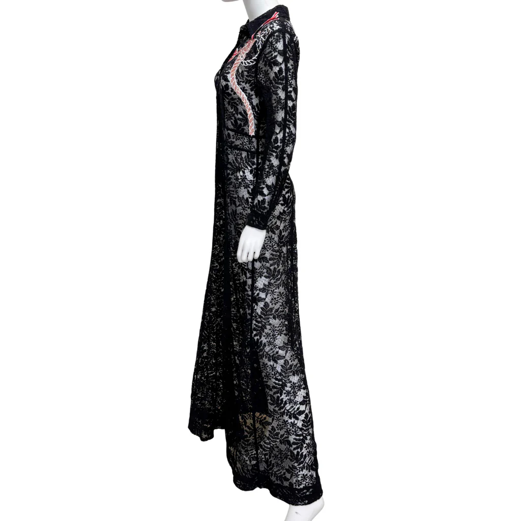 Louis Vuitton Black Lace Button Down Maxi Dress, 36 (NWT) - Image 3