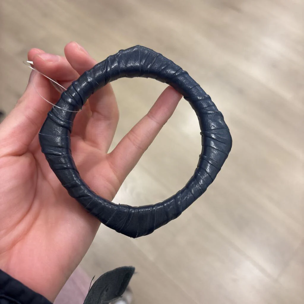 Navy Blue Med Leather Square Bangle